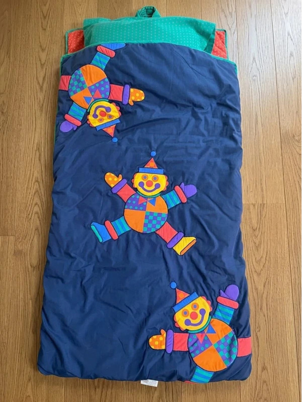 Vintage 90s Gymboree Clown Applique Toddler Nap Mat Sleeping Bag